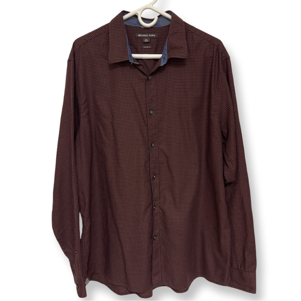 Michael Kors Tailored Fit Button Down Shirt Men’s XXL Burgundy